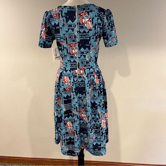 LuLaRoe geometric print short sleeve Amelia dress size large - Picture 8 of 15